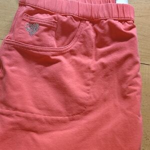 Women's Coral Jean Shorts with Heart Detail